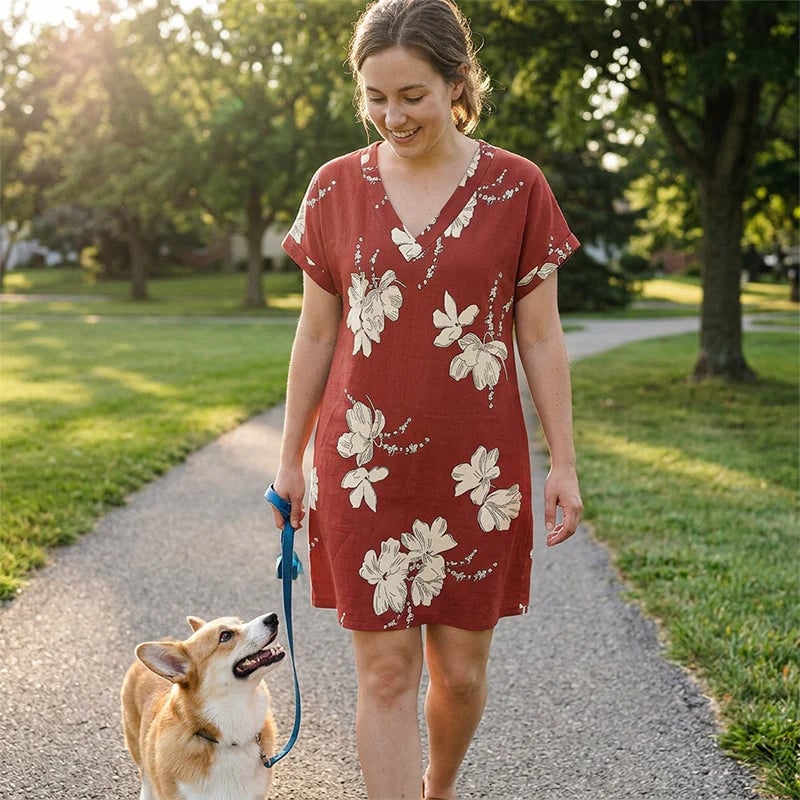 🎁48% OFF💥Women's Summer Casual V-Neck T-Shirt Dress