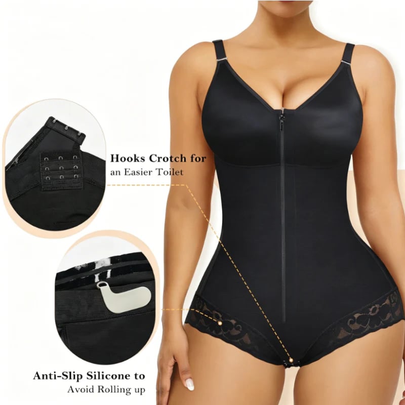 Women's Zip-Up Shapewear Bodysuit – Instant 360° Tummy Control & Lift 🩱