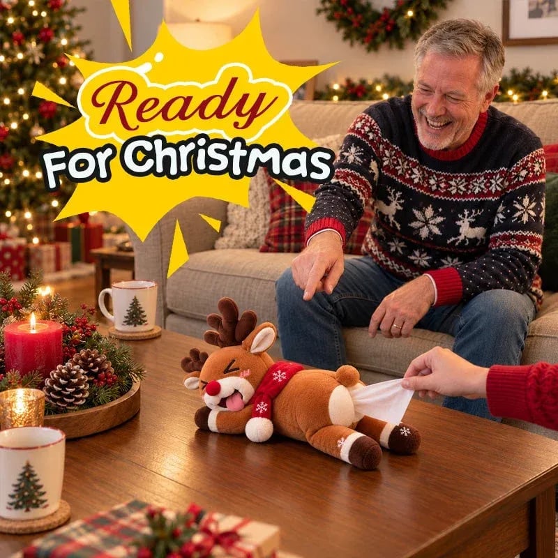 🔥HOT SALE 49% OFF 🦌 Funny Christmas Reindeer Tissue Holder – The Cheekiest Christmas Decor!