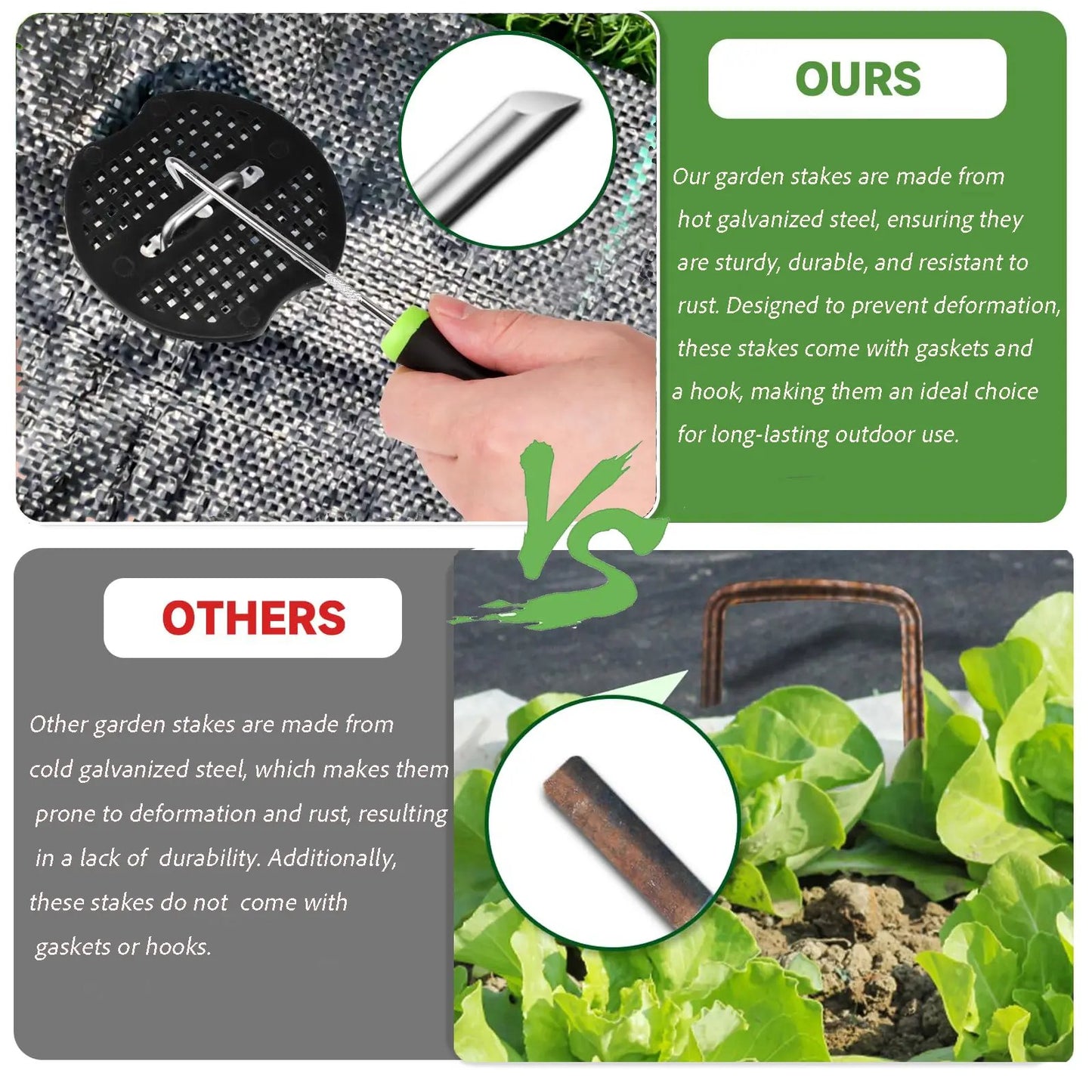 🌿🔩Galvanized Landscape Staples – Heavy Duty Garden Stakes for Weed Barrier & Irrigation