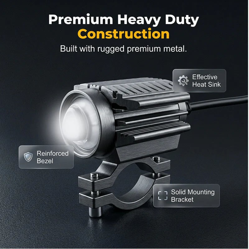 ⏰Universal Motorcycle LED Spotlight Dual Color Auxiliary Driving Light