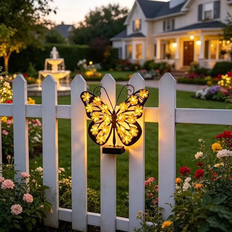 🔥Outdoor Metal Butterfly Wall Art Decorative Solar Light