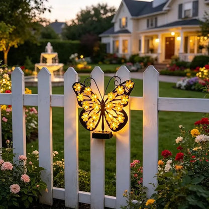 🔥Outdoor Metal Butterfly Wall Art Decorative Solar Light