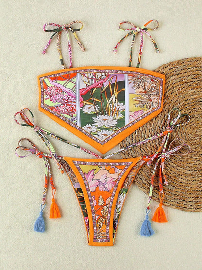 🔥Summer Hot Sale🌺👙 Boho Floral Bikini Set – Bold, Bright & Beach-Ready