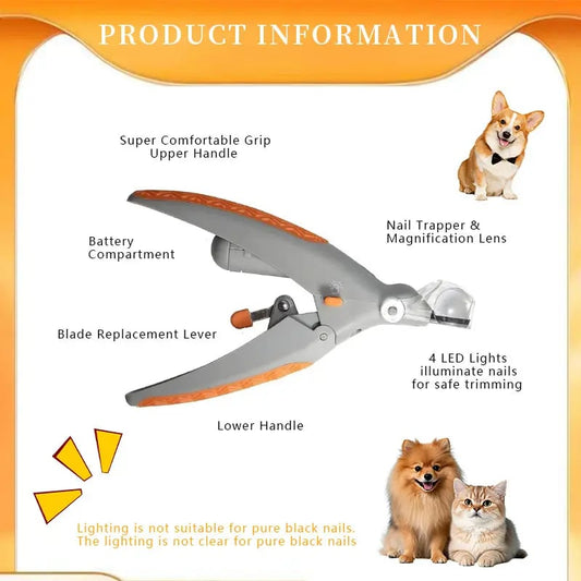 🏆 50K+ SOLD! – Almost Gone🔥🎁LED Light Pet Nail Clippers - 5X Magnification