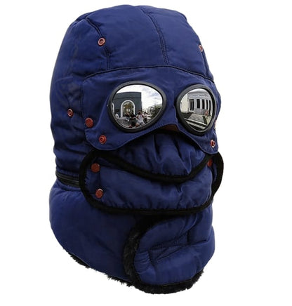 Winter Thermal Hat with Glasses Windproof Ski Mask Cap Fashion Warm Hat for Cycling