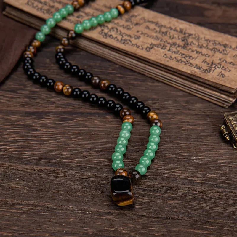 Prosperity Crystal Necklace with Tiger Eye Pendant