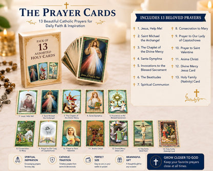 ✝️ Catholic Genuine Leather Holy Card Holder – Pocket Prayer Card Organizer with Snap Closure🙏