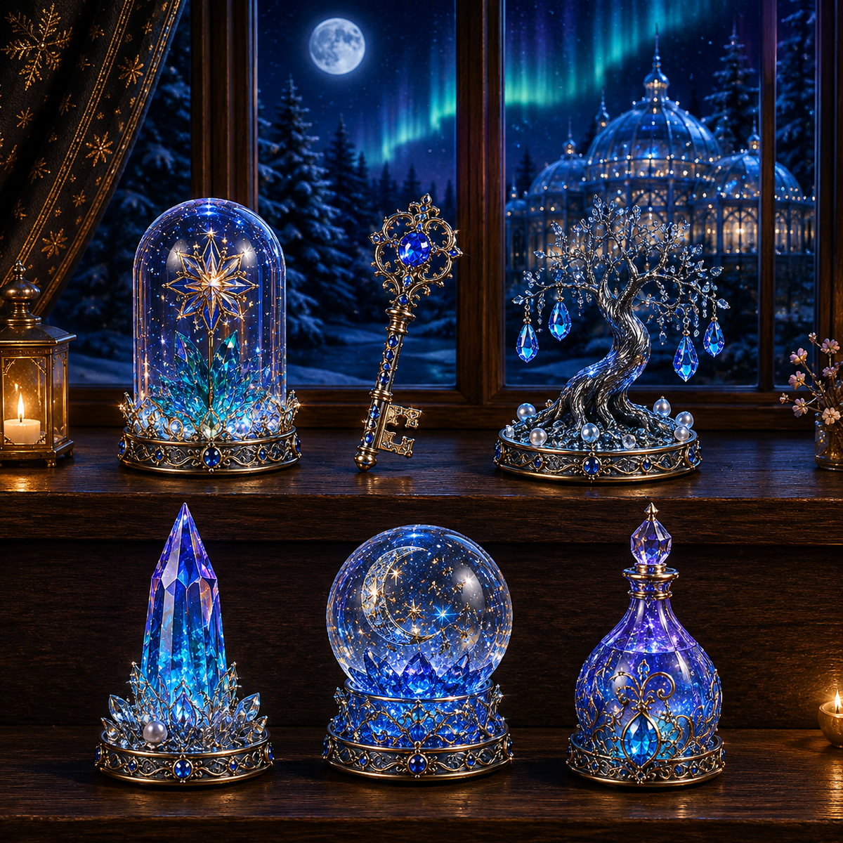 Moonlit Crystal Conservatory 2026 – 24-Day Crystal Miniature Countdown Calendar | Enchanted Winter Collectible Gift Set