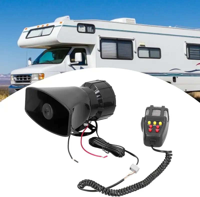 12V Power Car Exterior Sound Speaker Kit with Mic, 7-Tone Horn, Car Alarm, Loud Sound, ABS Plastic Universal Vehicle Horn Accessory, Accessories For Car, Auto Accessories