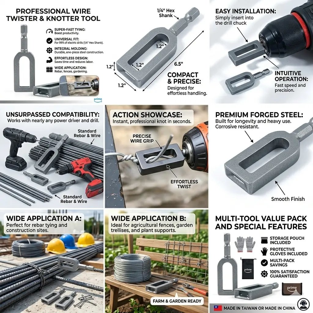 Multifunctional Wire Twister / Knotter — Sizes #9 & #11 — Wire Winding Tool & Twisting Sleeve