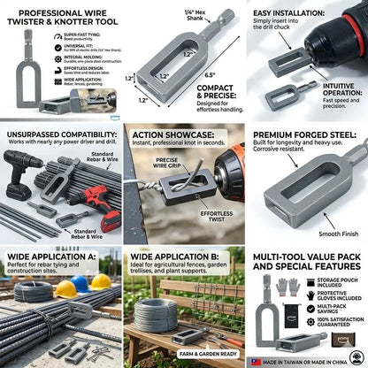 Multifunctional Wire Twister / Knotter — Sizes #9 & #11 — Wire Winding Tool & Twisting Sleeve