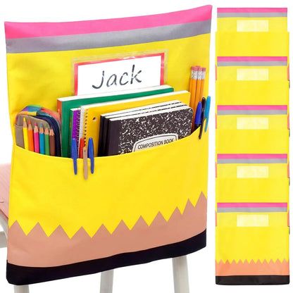🌈 Classroom Chairback Storage Pockets with Name Slots✏️📚