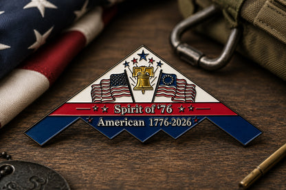 Spirit of ’76 B-2 Stealth Bomber Commemorative Metal Medal - 250th Anniversary Patriotic Collectible