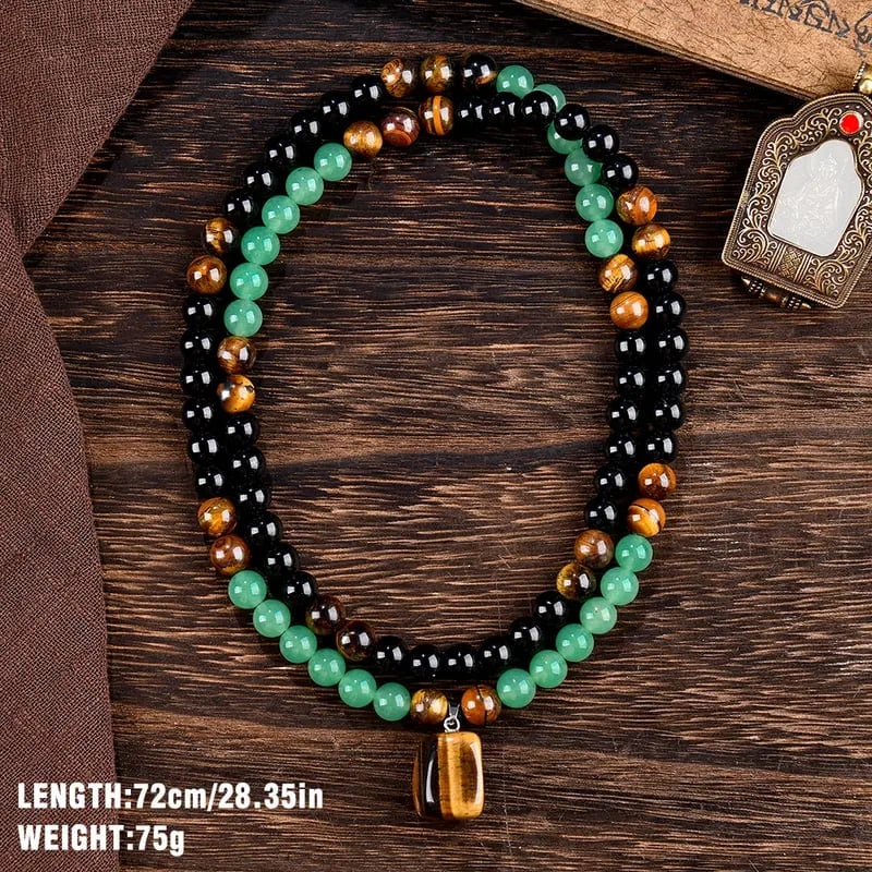 Prosperity Crystal Necklace with Tiger Eye Pendant