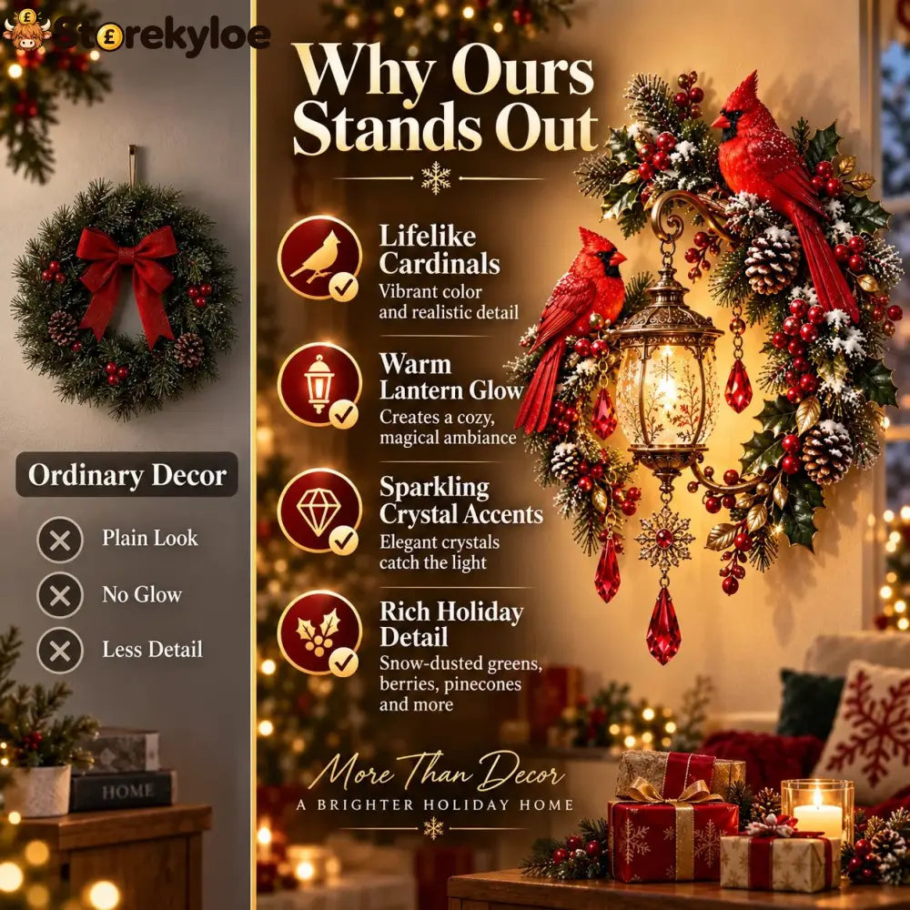 🔥Last Day 49% OFF🔥Cardinal Christmas Lantern Glow™ – Lighted Holiday Wall Decor