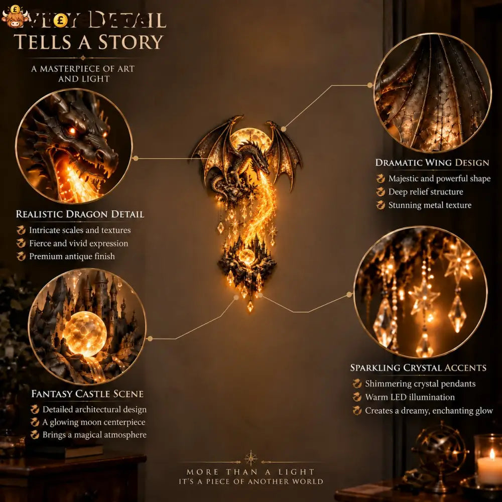 🔥 Last Day 49% OFF – 🐉 Dragonfire Moonlight Wall Lamp | Enchanted Fantasy Castle Decor 🌙 - Hot sale🔥
