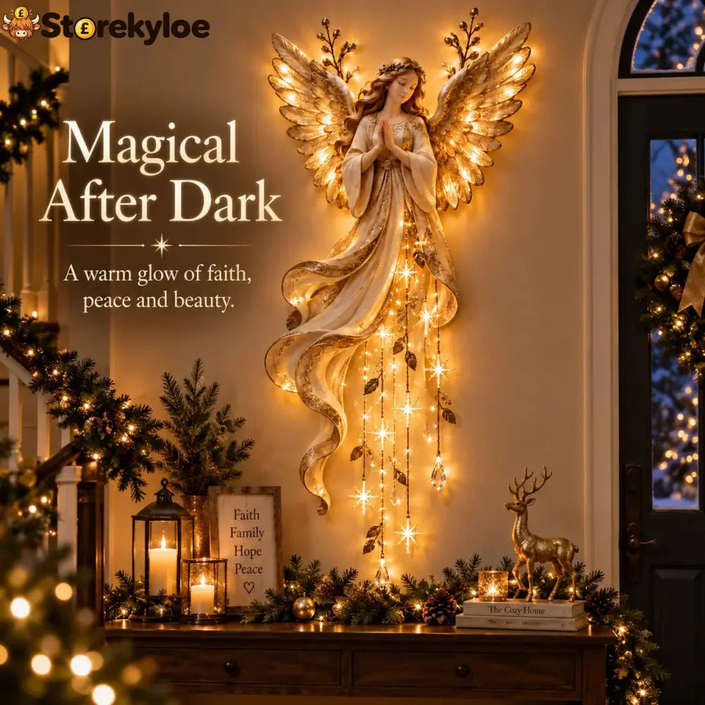 ✨Last Day 49% OFF✨Guardian Angel Starfall Cascade™ – Lighted Faith & Blessing Christmas Wall Decor✨ - ✨Guardian Angel