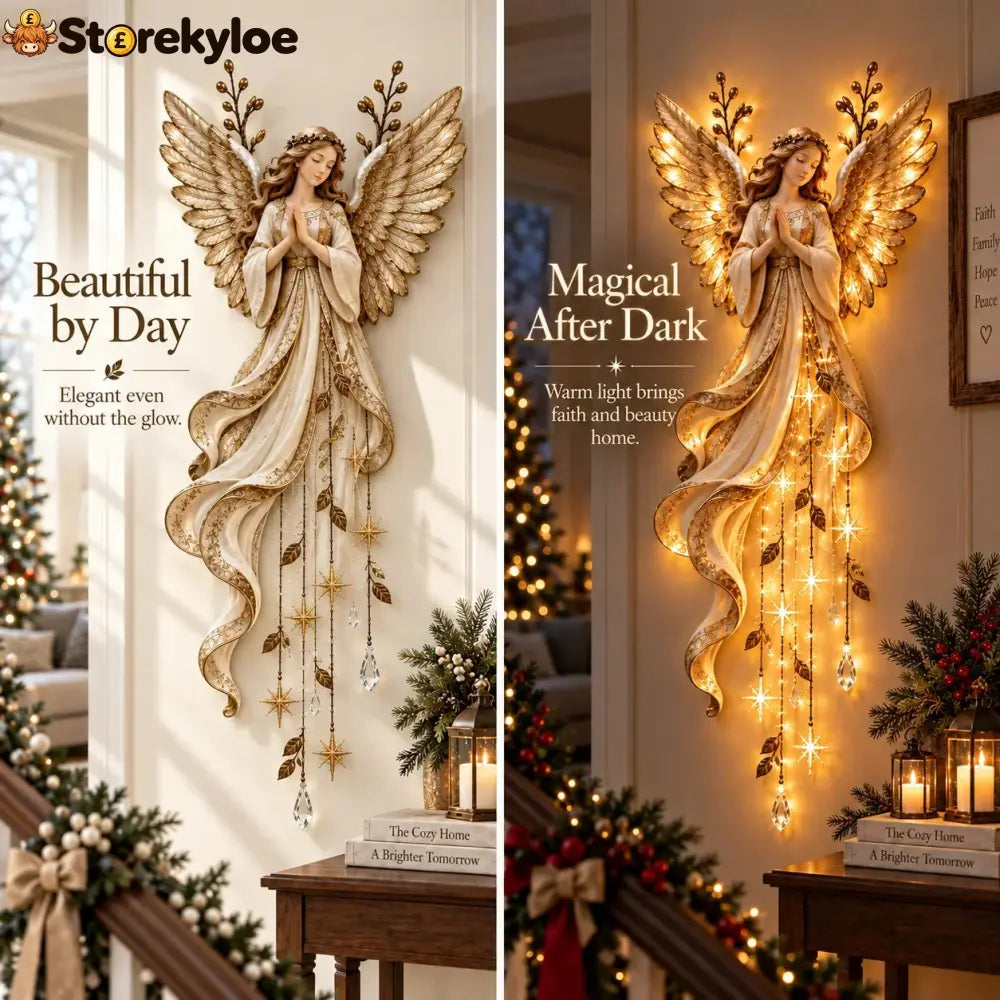 ✨Last Day 49% OFF✨Guardian Angel Starfall Cascade™ – Lighted Faith & Blessing Christmas Wall Decor✨ - ✨Guardian Angel
