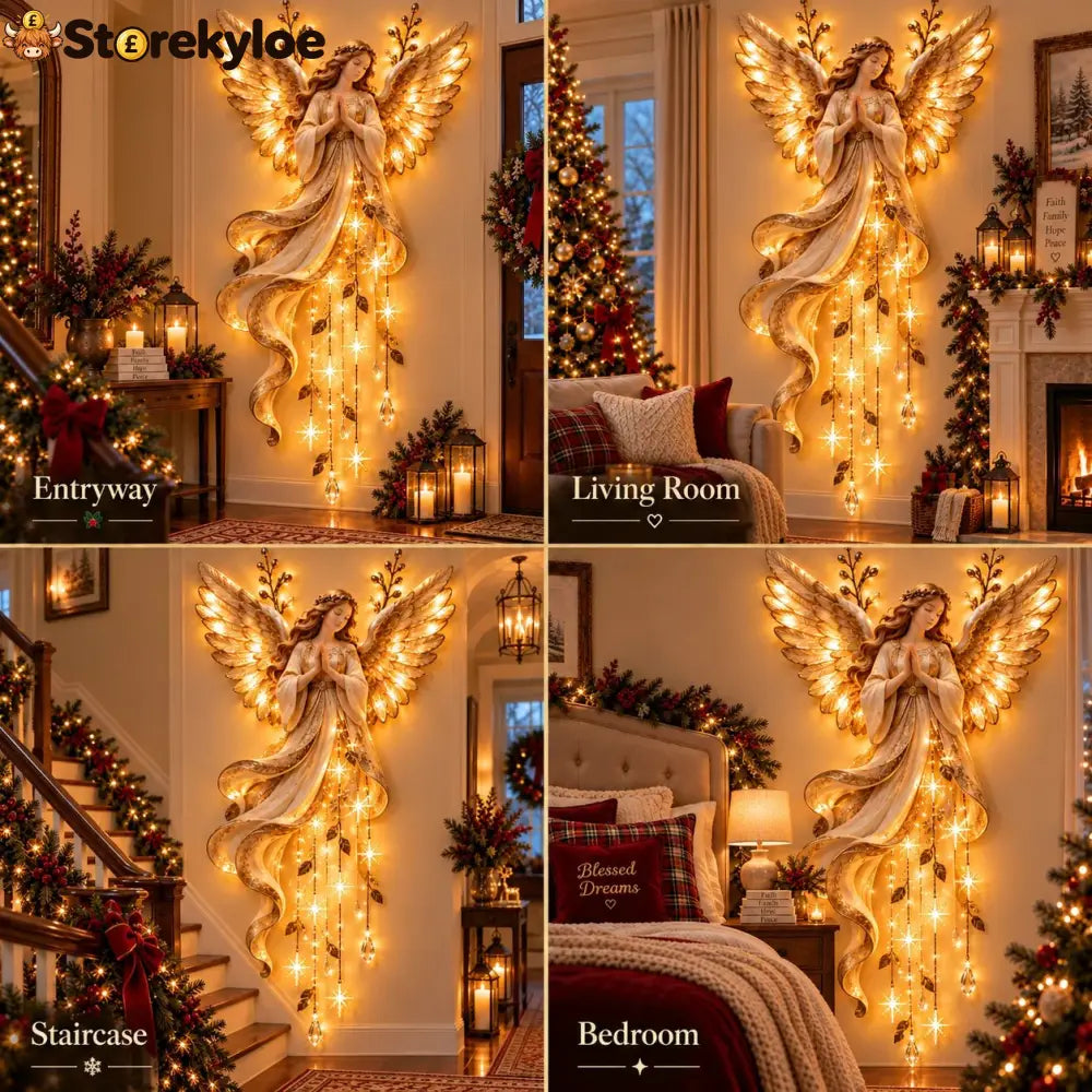 ✨Last Day 49% OFF✨Guardian Angel Starfall Cascade™ – Lighted Faith & Blessing Christmas Wall Decor✨ - ✨Guardian Angel