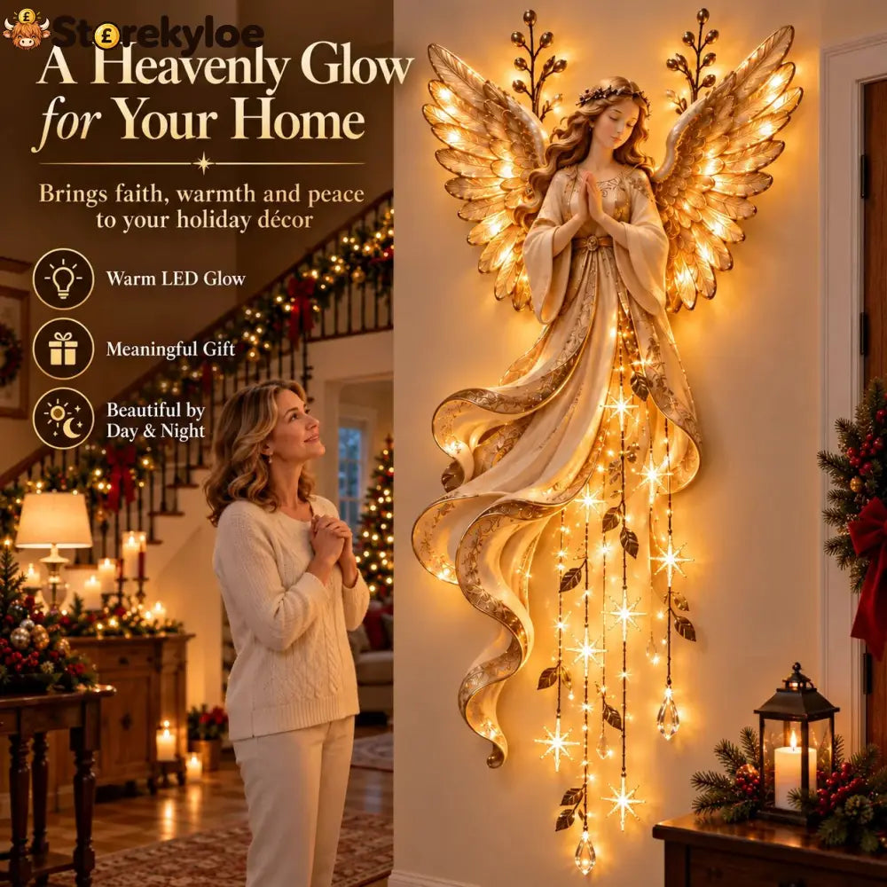 ✨Last Day 49% OFF✨Guardian Angel Starfall Cascade™ – Lighted Faith & Blessing Christmas Wall Decor✨ - ✨Guardian Angel