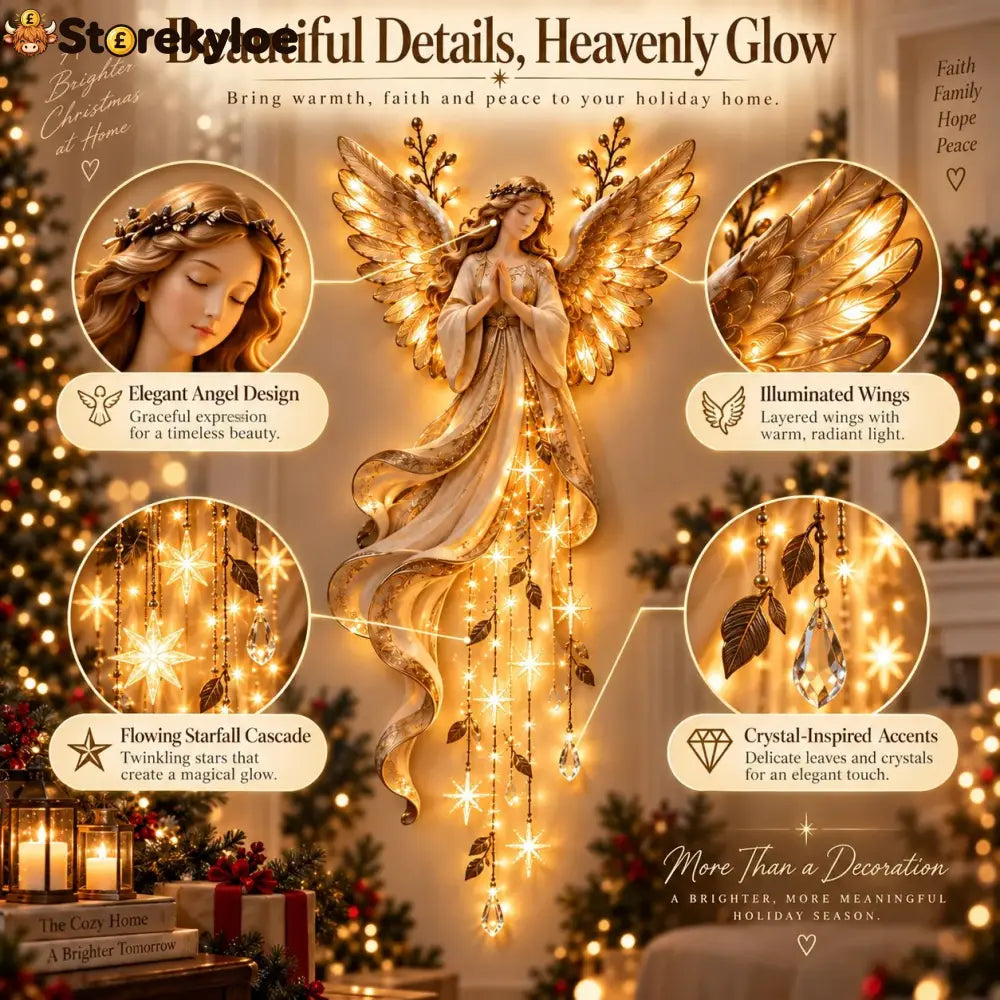 ✨Last Day 49% OFF✨Guardian Angel Starfall Cascade™ – Lighted Faith & Blessing Christmas Wall Decor✨ - ✨Guardian Angel