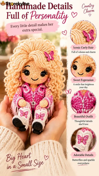 🔥LAST DAY 49% OFF - 💗Hand‑Crocheted Emotional Support Comfort Doll | Country Music Inspired Uplifting Encouragement