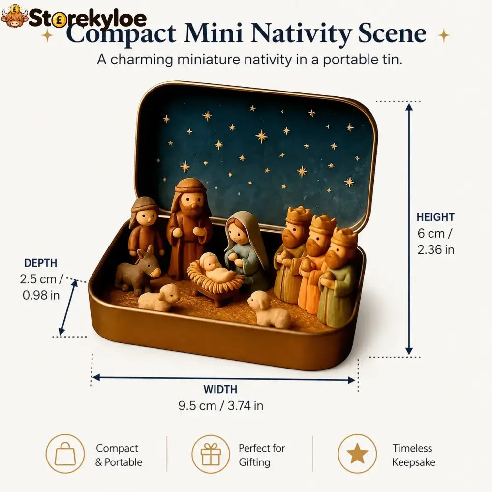 🎁Last Day 49% OFF🎄✝️Mini Christmas Nativity Set in a Tin Box - 1 set of Nativity figurines