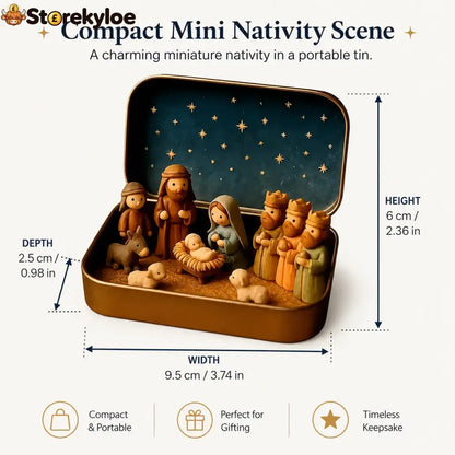 🎁Last Day 49% OFF🎄✝️Mini Christmas Nativity Set in a Tin Box - 1 set of Nativity figurines