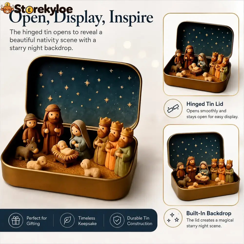 🎁Last Day 49% OFF🎄✝️Mini Christmas Nativity Set in a Tin Box