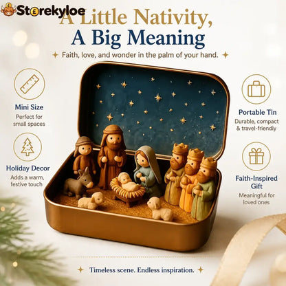 🎁Last Day 49% OFF🎄✝️Mini Christmas Nativity Set in a Tin Box