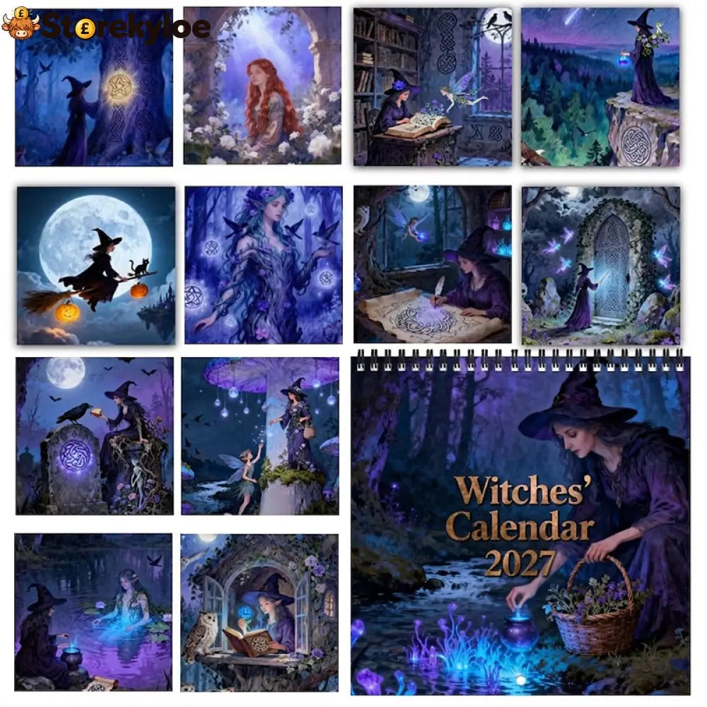 🔮 Mystisk heksekalender 2027 | Gotisk veggdekorasjon - Hekser - Husholdning og Kjøkken