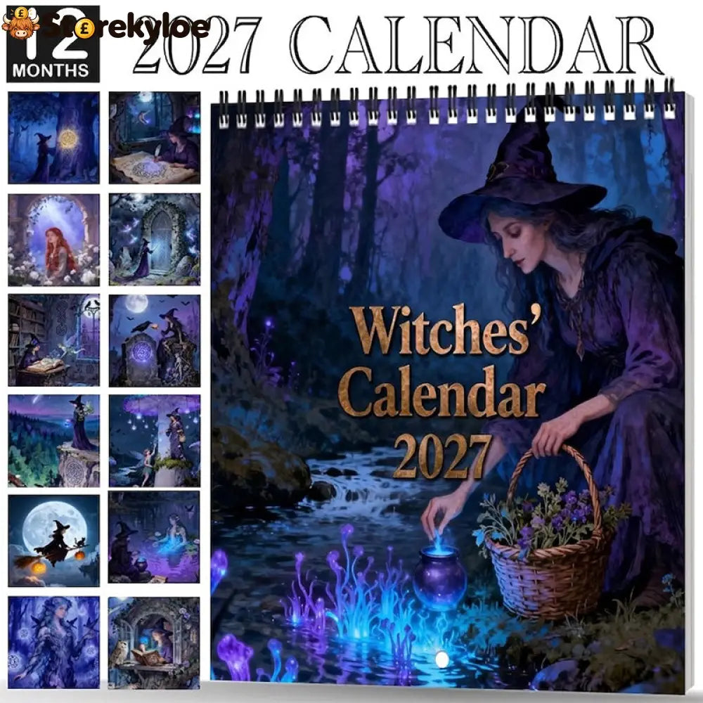 🔮 Mystisk heksekalender 2027 | Gotisk veggdekorasjon - Hekser - Husholdning og Kjøkken