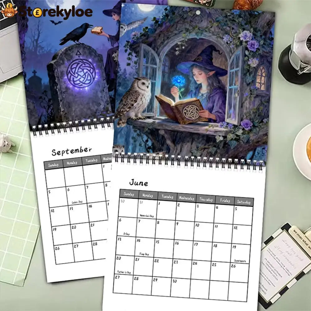 🔮 Mystisk heksekalender 2027 | Gotisk veggdekorasjon - Hekser - Husholdning og Kjøkken