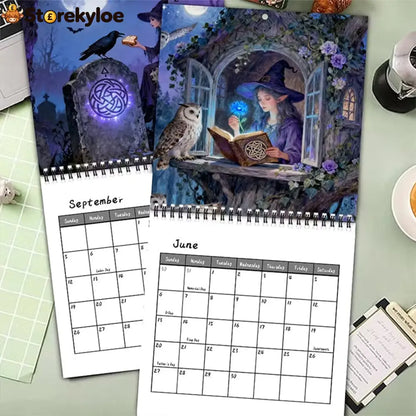 🔮 Mystisk heksekalender 2027 | Gotisk veggdekorasjon - Hekser - Husholdning og Kjøkken