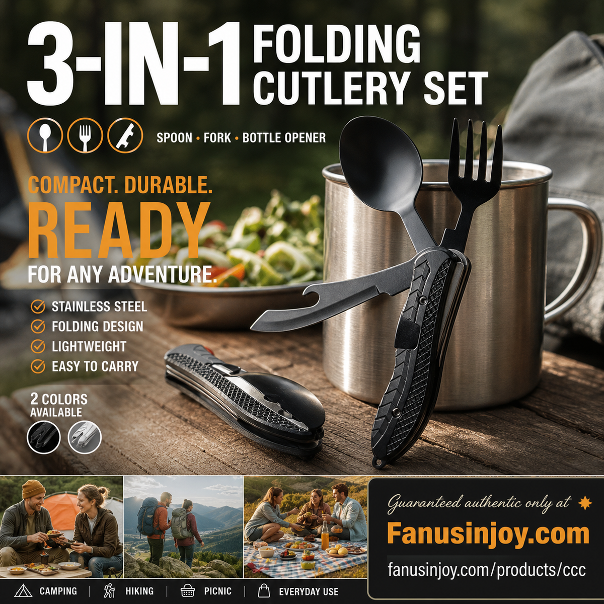 🎉🎉Surprise 49% off！🏕️Must-have for outdoor trips 🍴🥄4-In-1 Outdoor Folding Multifunctional Tableware