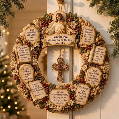 Christian Scripture Wreath Wall Hanging