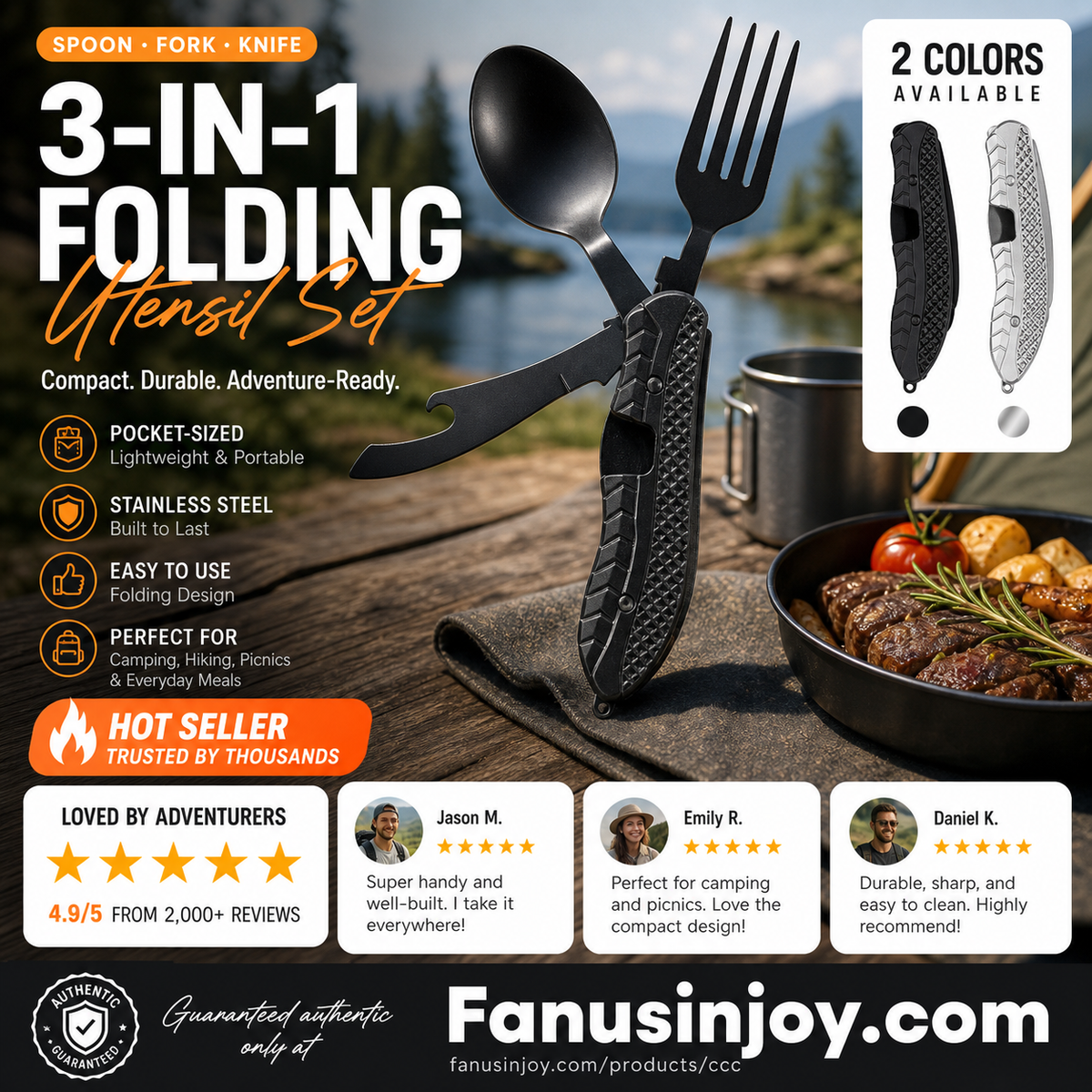 🎉🎉Surprise 49% off！🏕️Must-have for outdoor trips 🍴🥄4-In-1 Outdoor Folding Multifunctional Tableware