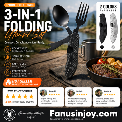 🎉🎉Surprise 49% off！🏕️Must-have for outdoor trips 🍴🥄4-In-1 Outdoor Folding Multifunctional Tableware