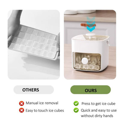 🔥Essentials for Summer🧊2 Tier Convenient Push-In Ice Cube Mold with Tray Case❄️🍹