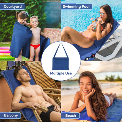 🏖️Summer Hot Sale🌞🌊Sun Lounger Towel in Bag with Pockets Storage