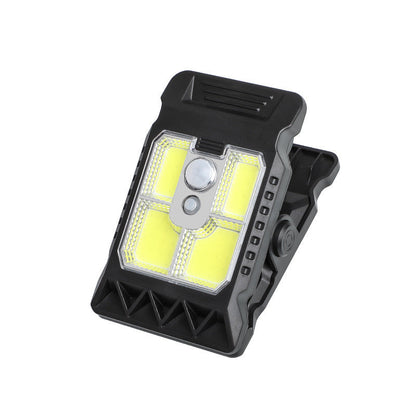 Outdoor solar-powered light with clip and motion sensor