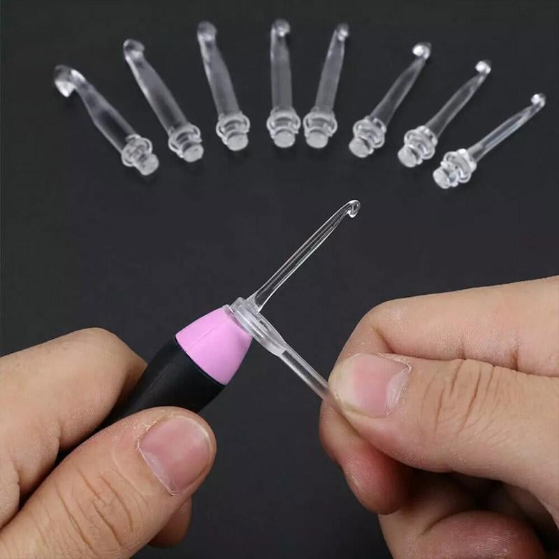 Crochet hooks with LED light, 11 pieces
