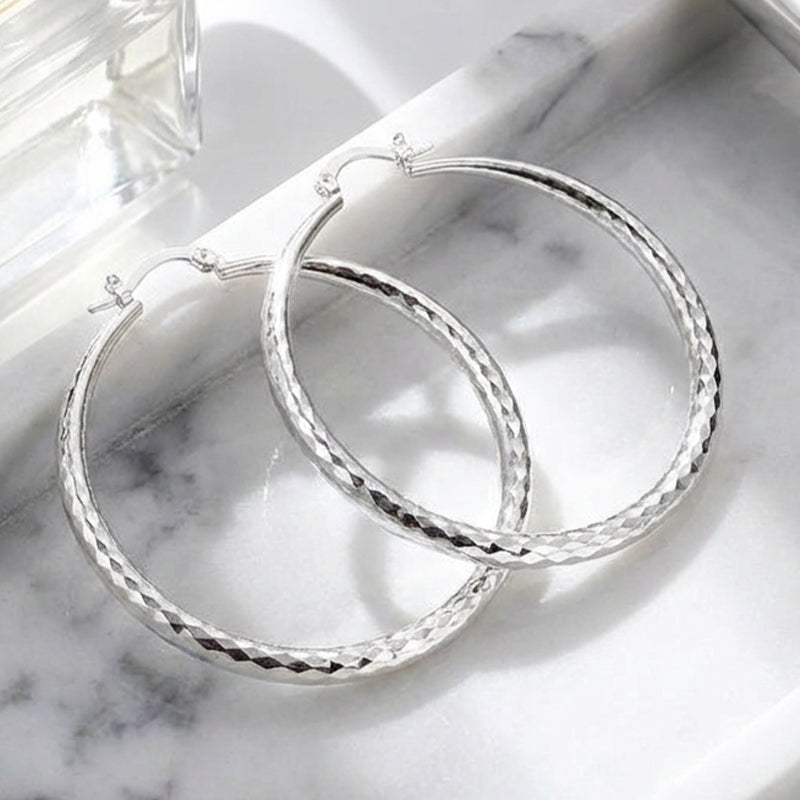 🎉 BUY 1 GET 1 FREE 🎁 Diamond-Cut Hoop Earrings for Women – Elegant, Sparkling 💎ond-Cut Hoop Earrings for Women