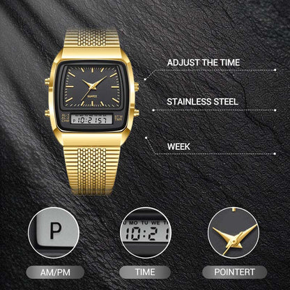 ⌚✨ Retro Style Square Face Multifunction Watch – Chronograph, Date Display & Classic Design 🕰️