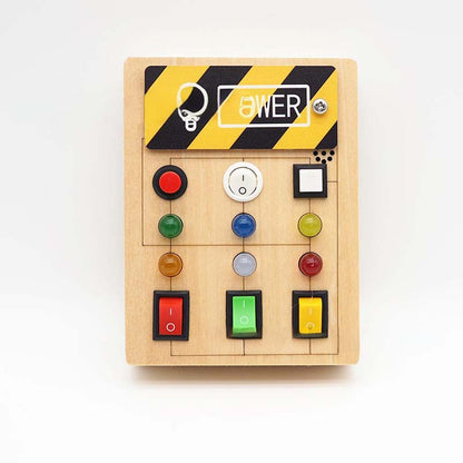 🔆 LED Light Wooden Busy Board – Switch & Button Sensory Toy, Montessori Early Learning, Best Gift for 1-3 Year Old Boys & Girls 🧒