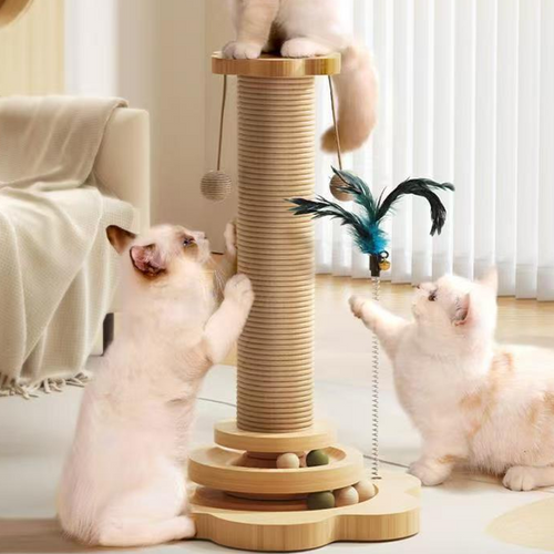 💐Multifunctional Cat Activity Center – Scratcher & Toys Included 🐱🧶