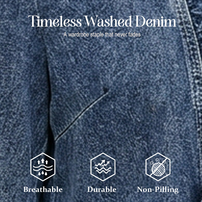 🧥 Women's Denim Jacket – Open-Front, Ruffle Trim, Lightweight, Classic Wash ✨