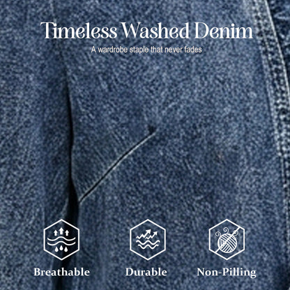 🧥 Women's Denim Jacket – Open-Front, Ruffle Trim, Lightweight, Classic Wash ✨