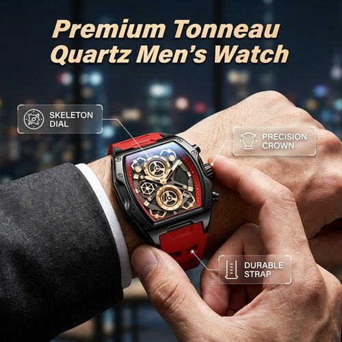⌚ Men's Tonneau Quartz Watch